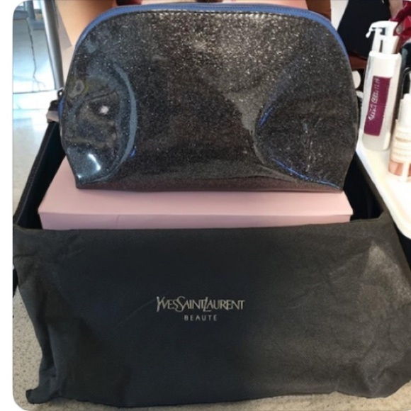 YSL Cosmetic Makeup Case Yves Saint Laurent Beaute Sparkle Zip Closure NWT - Picture 1 of 12